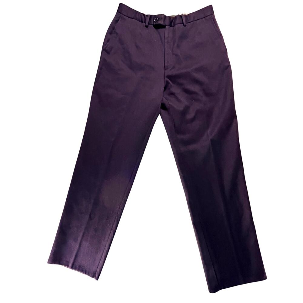 Italian Trousers Navy Tailored Dress Pants 32x31 100% Wool Made in Milan
